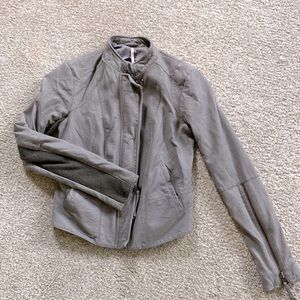 Free People faux leather vegan gray jacket 0